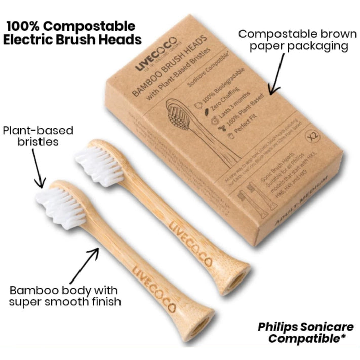 Bamboo Philips Sonicare Compatible Electric Brush Heads