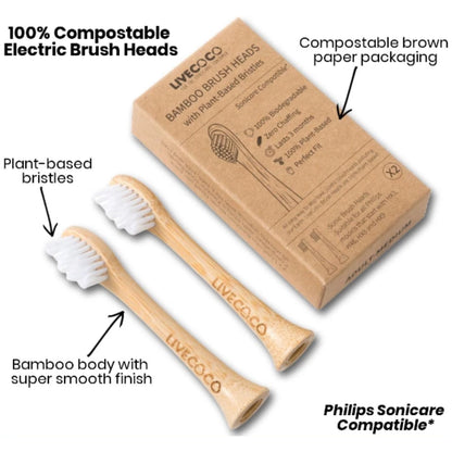 Bamboo Philips Sonicare Compatible Electric Brush Heads