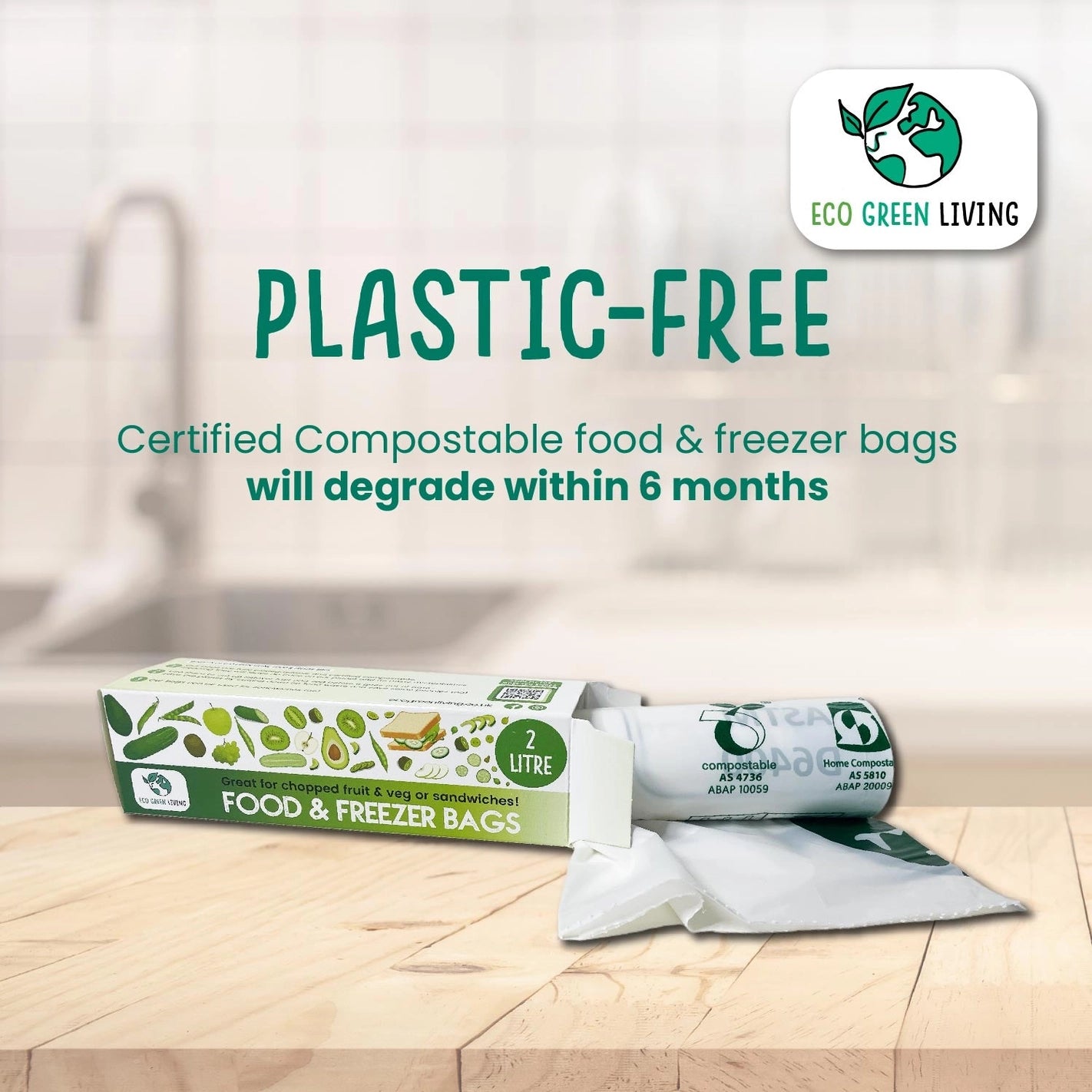Eco Green Living 4 L Compostable Food and Freezer Bags