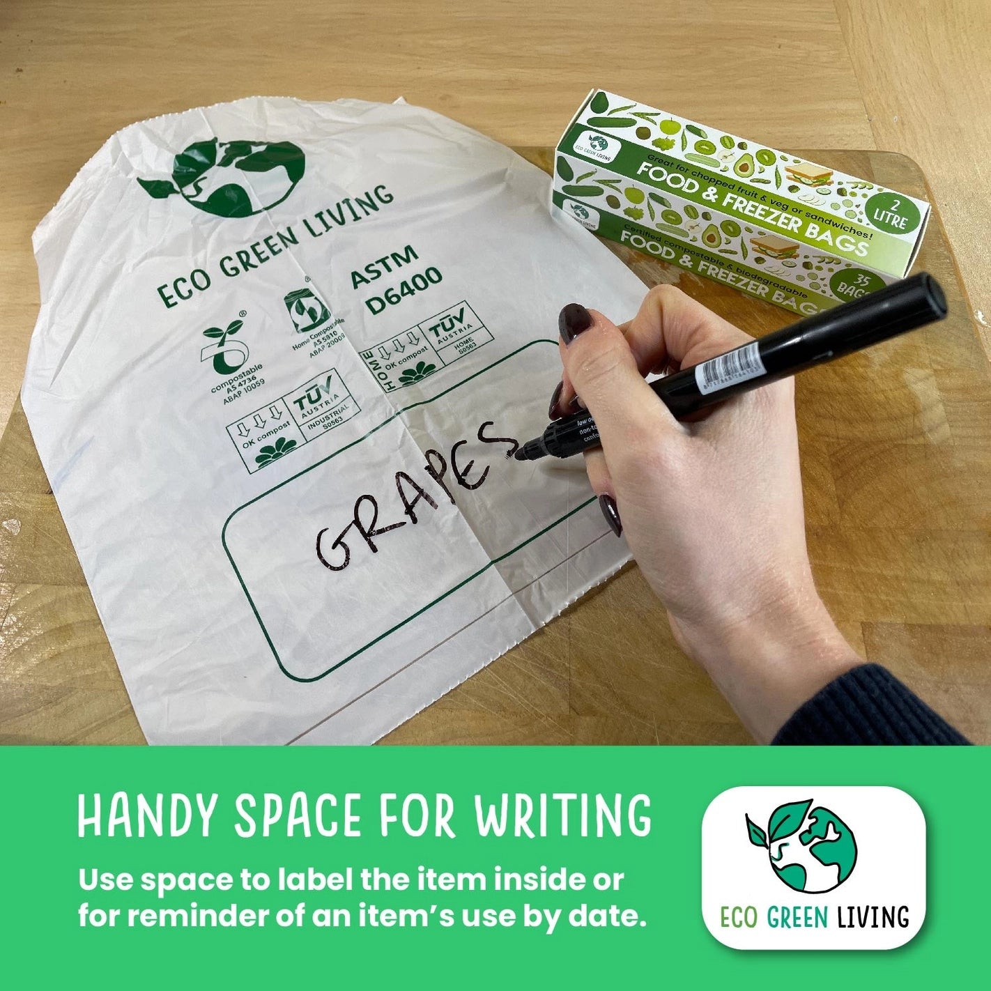 Eco Green Living 4 L Compostable Food and Freezer Bags