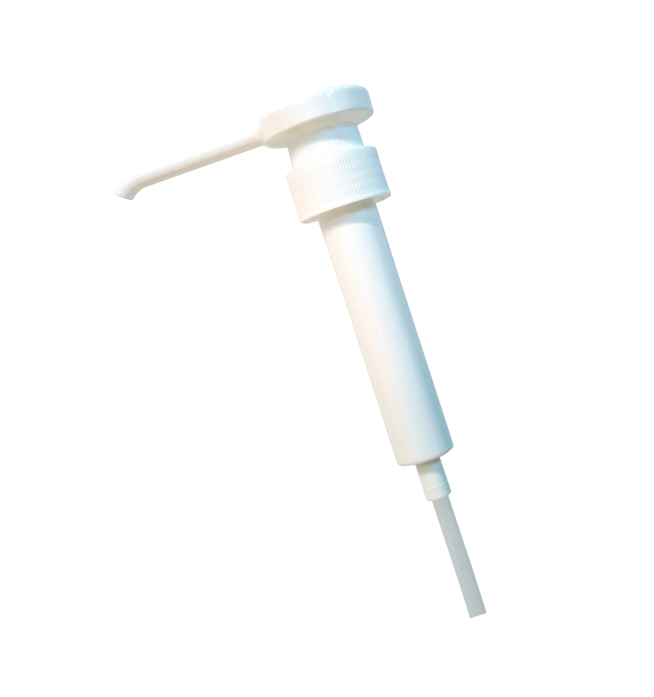 White pump dispenser on a white background