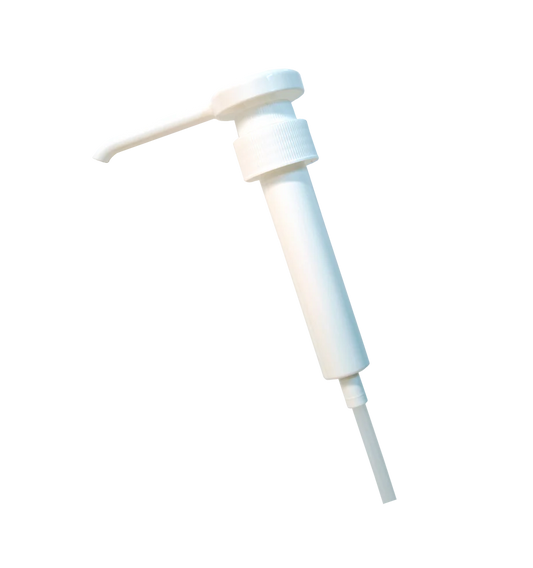 White pump dispenser on a white background