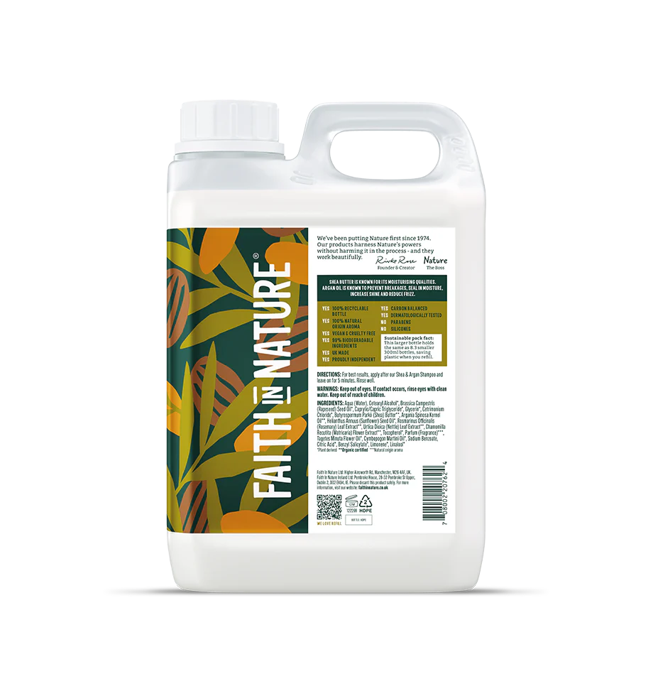 Bottle of 'Faith in Nature' product on a white background
