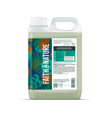 Large bottle of 'Faith in Nature' product on a white background