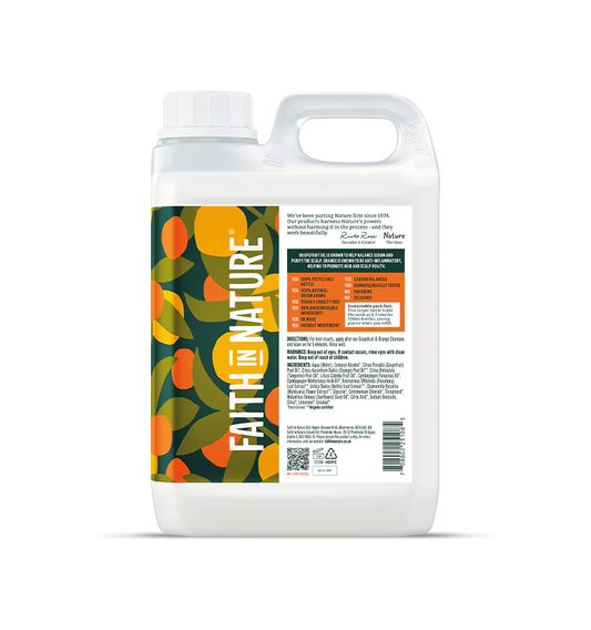 Large container of 'Faith in Nature' product on a white background
