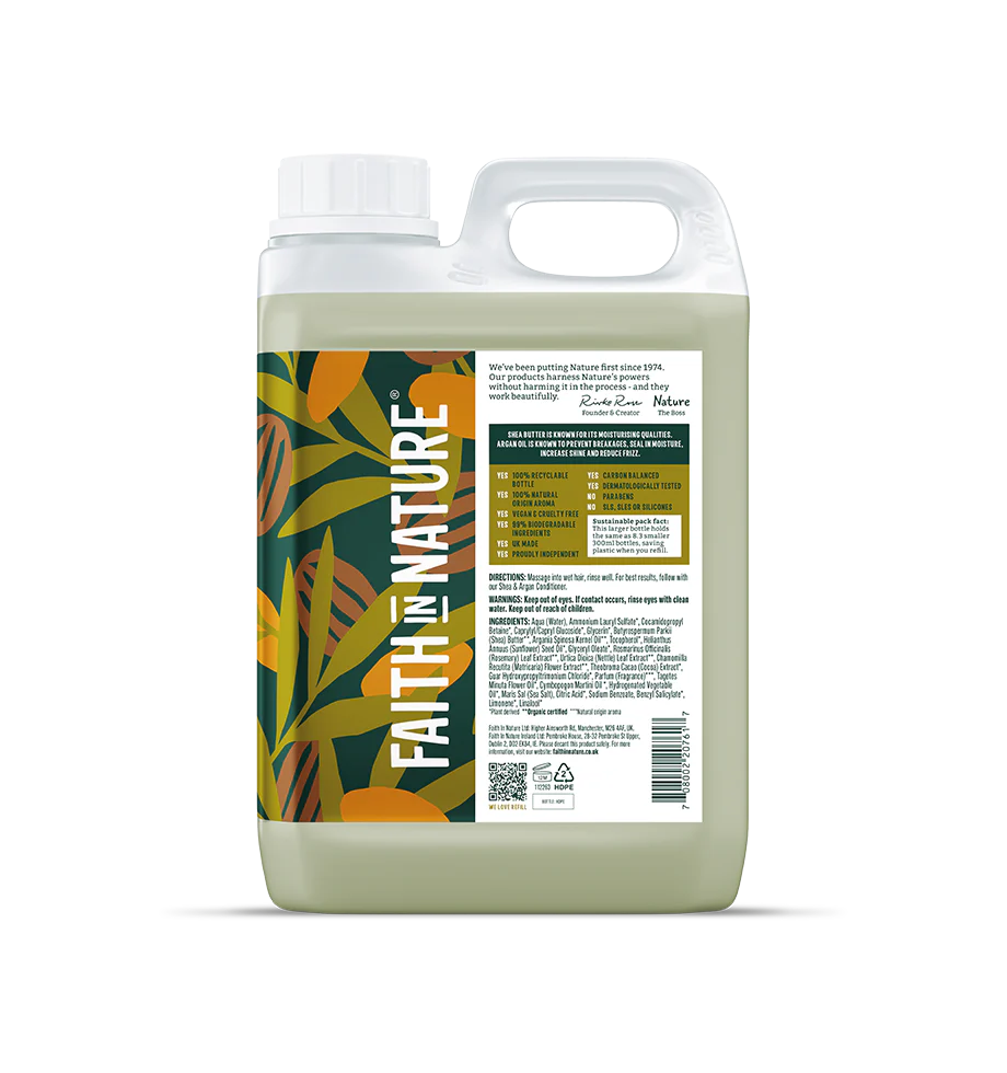Bottle of 'Faith in Nature' product on a white background
