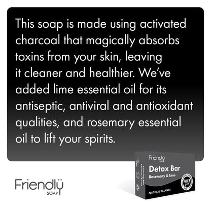 Friendly Soap Detox Bar - Rosemary & Lime with Activated Charcoal