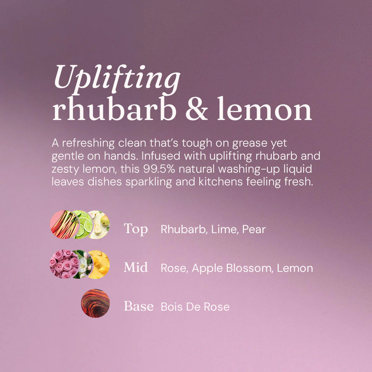 Washing Up Liquid - Uplifting Rhubarb + Lemon - 400ml PET bottle