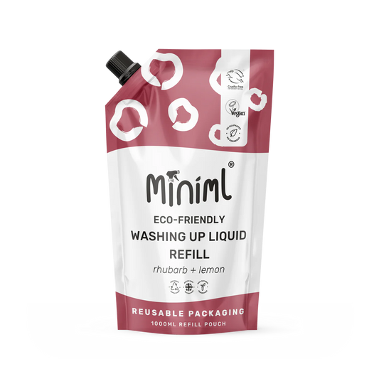 Miniml Washing Up Liquid 1 litre Refill Pouch - Wild Rhubarb and Lemon - Due in end of February