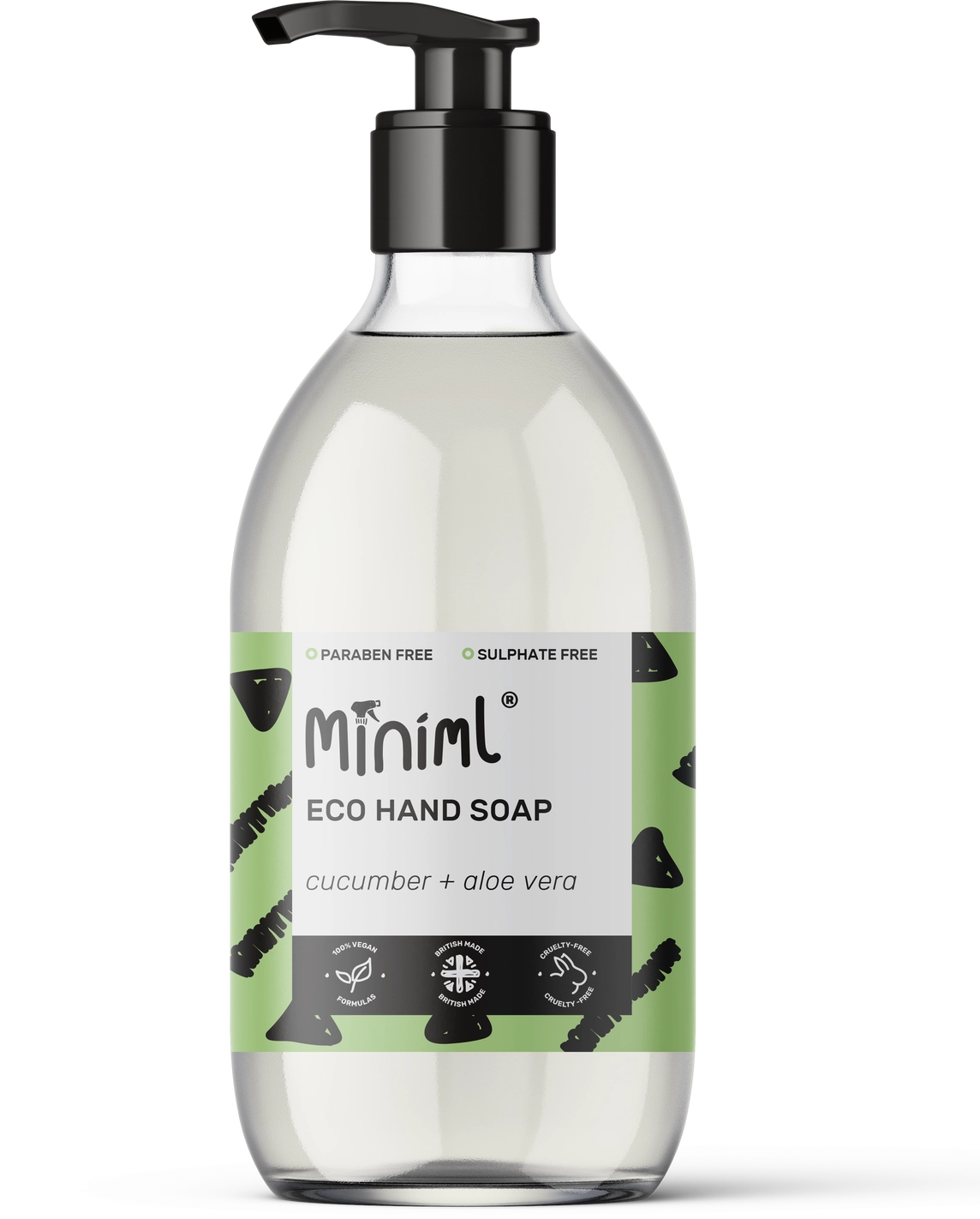 Miniml Hand Soap Cucumber and Aloe Vera, 500ml Glass Bottle