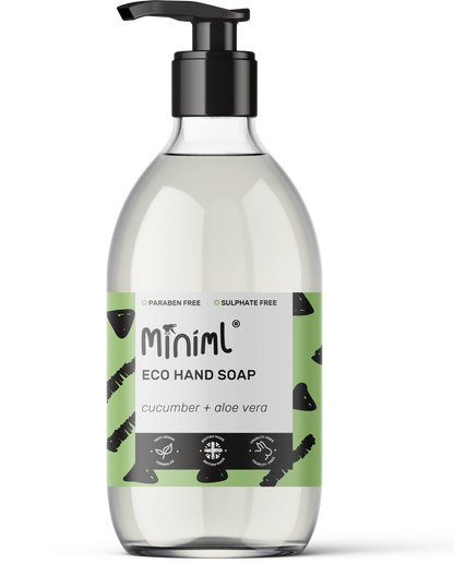 Miniml Hand Soap Cucumber and Aloe Vera, 500ml Glass Bottle