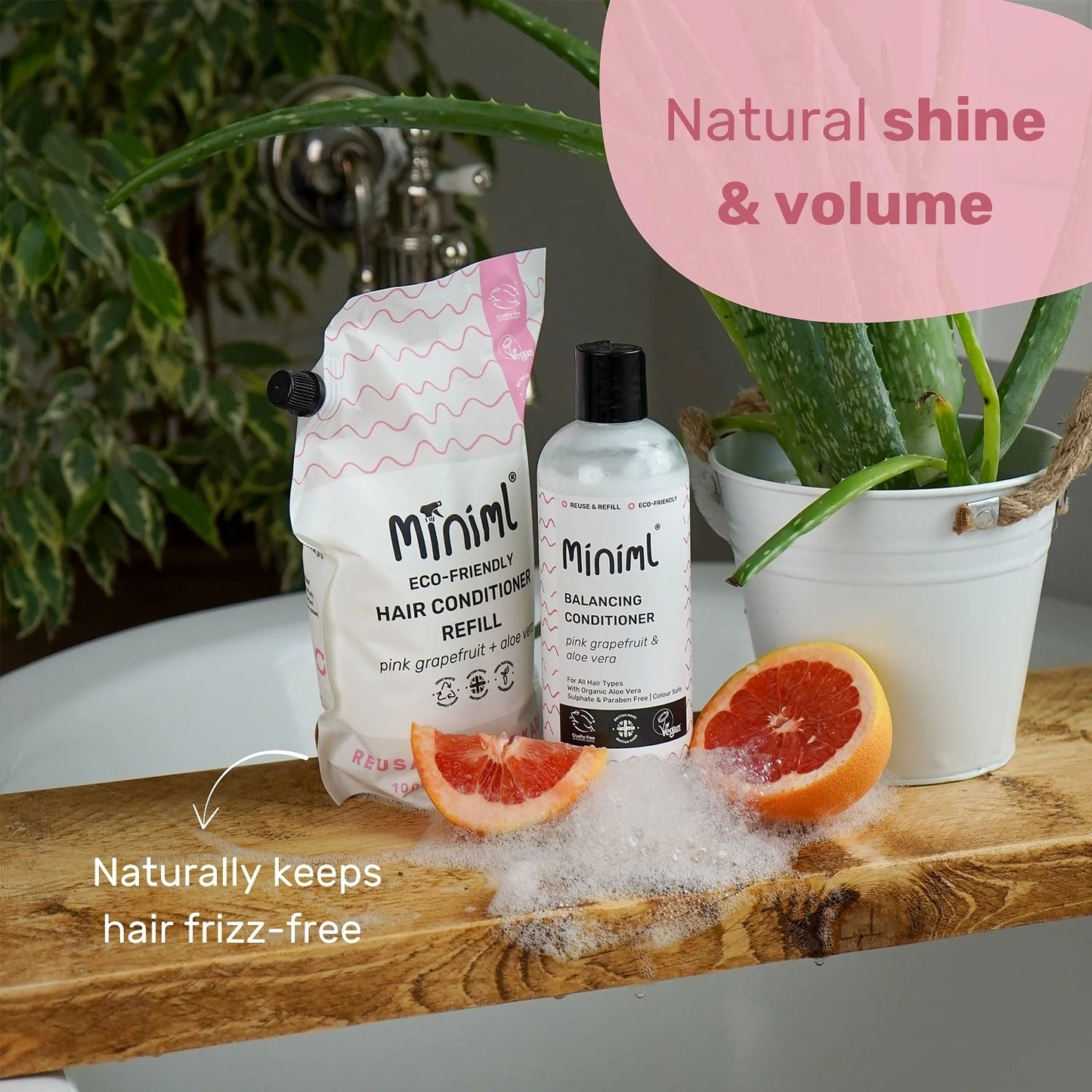 Miniml Balancing Conditioner 1 litre Refill Pouch - Pink Grapefruit and Aloe Vera