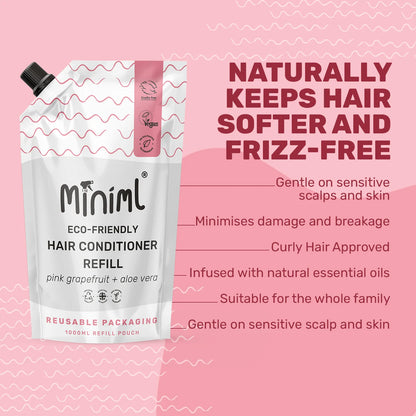 Miniml Balancing Conditioner 1 litre Refill Pouch - Pink Grapefruit and Aloe Vera