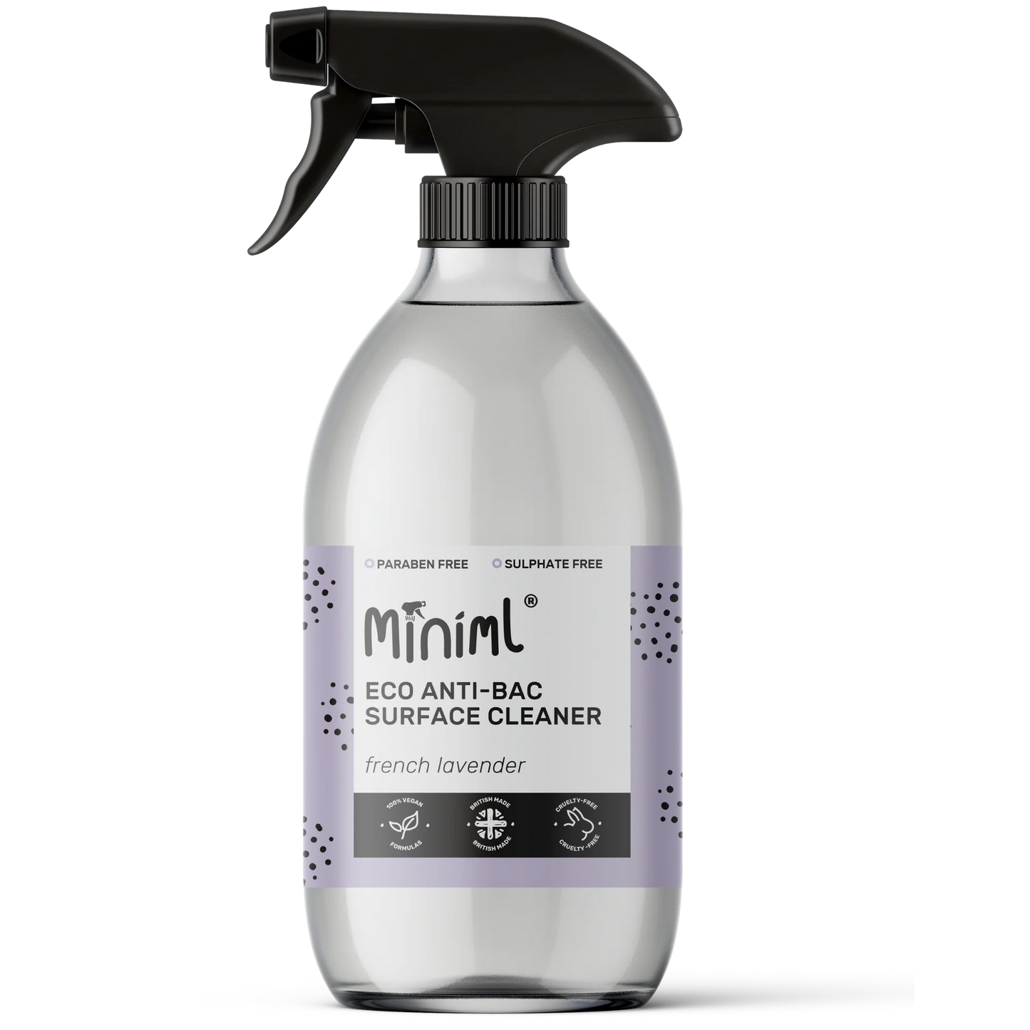 Anti-Bac Surface Cleaner 500ml Glass Spray Bottle - French Lavender