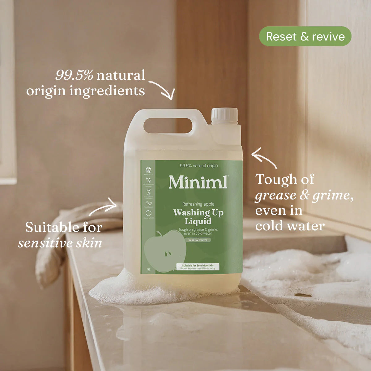 Miniml Washing Up Liquid - Refreshing Apple - 5L Refill