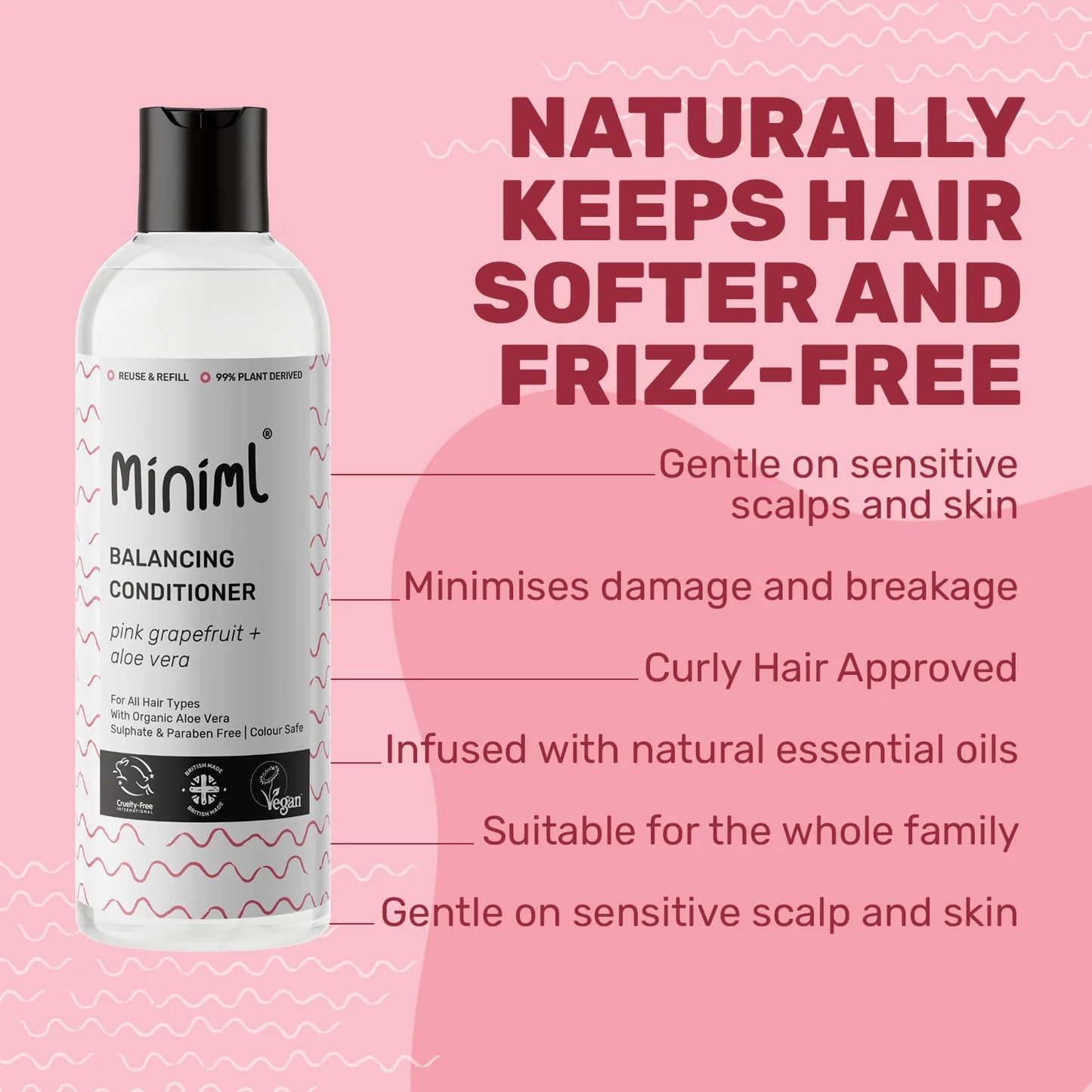 Miniml Balancing Conditioner 500ml PET Bottle - Pink Grapefruit and Aloe Vera