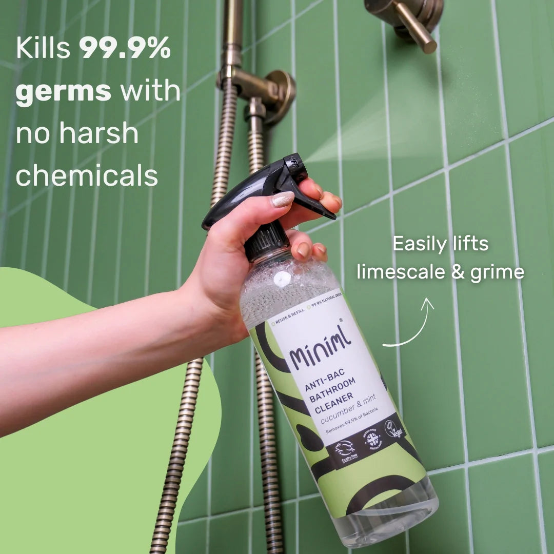 Miniml Anti Bac Bathroom Cleaner 750ml PET refillable Bottle - Cucumber and Mint.