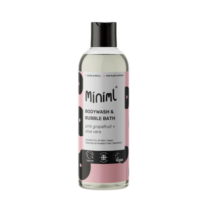 Miniml Body Wash and Bubble Bath 500ml PET bottle - Grapefruit and Aloe Vera