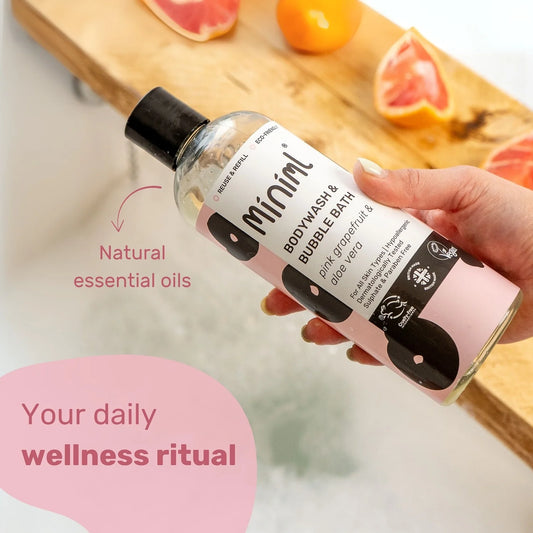 Miniml Body Wash and Bubble Bath 500ml PET bottle - Grapefruit and Aloe Vera