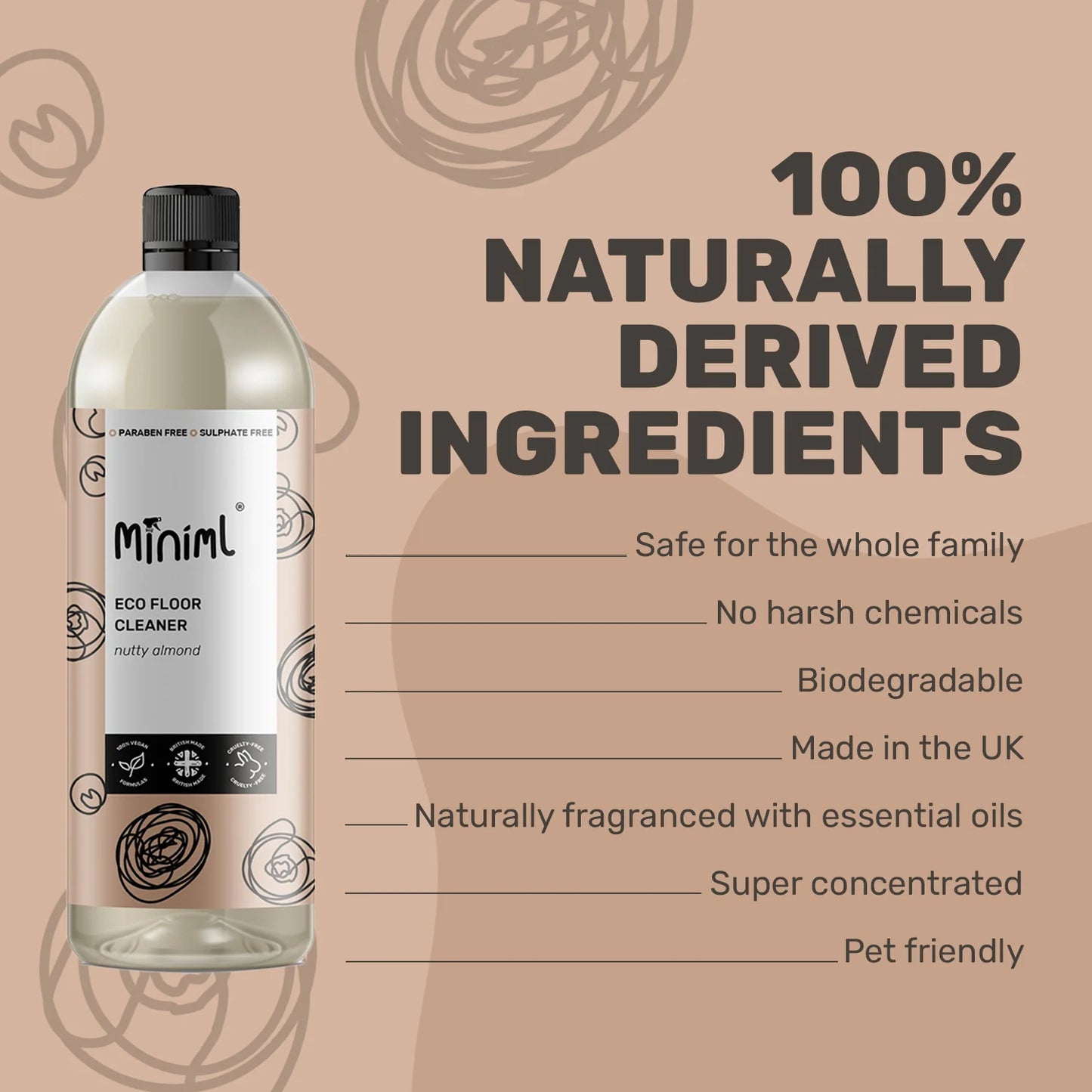 Minimal Eco Floor Cleaner 750 ml PET refillable bottle - Nutty Almond