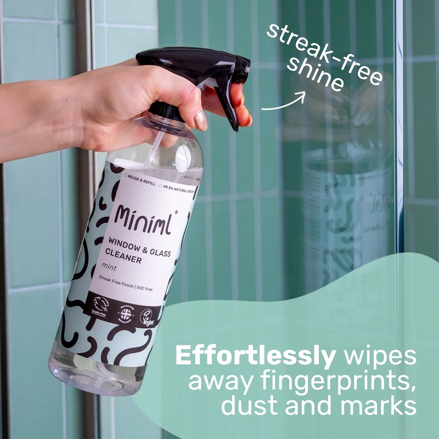 Miniml Window and Glass Cleaner 750ml PET refillable bottle - Mint