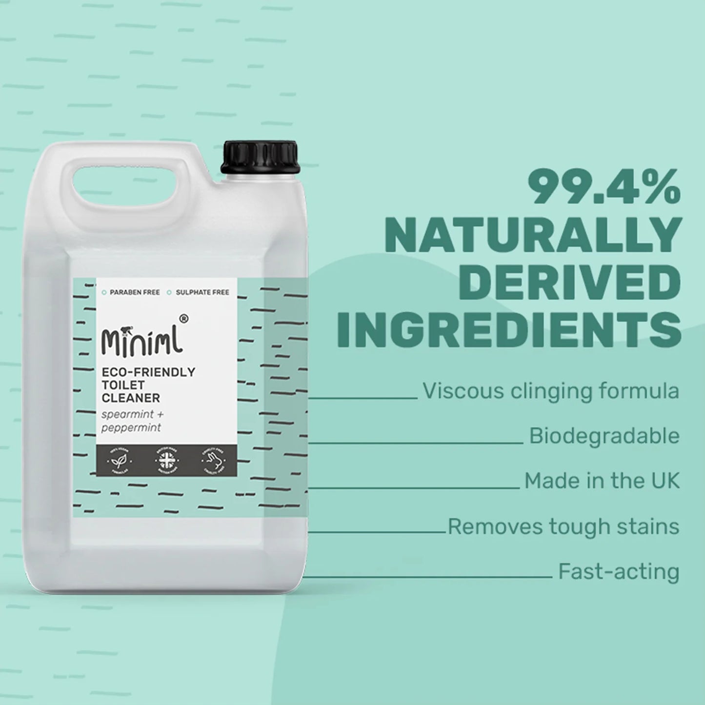 Miniml 1 litre Spearmint and Peppermint Toilet Cleaner  - 5 litre refill