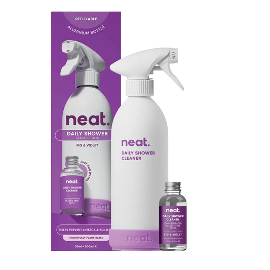  neat daily shower cleaner set with packaging on a white background