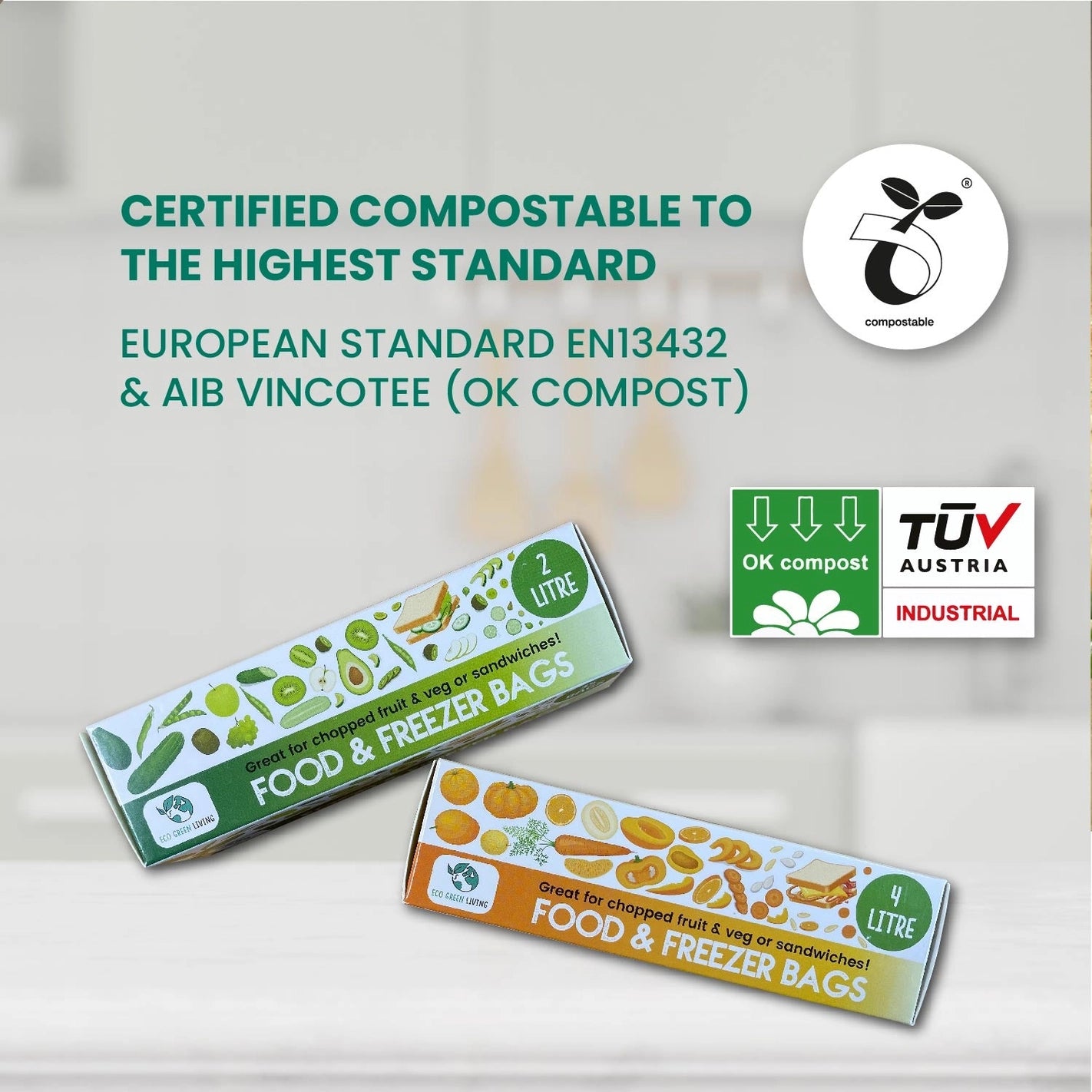 Eco Green Living 4 L Compostable Food and Freezer Bags